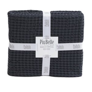 PIUBELLE Black Waffle Weave Blanket